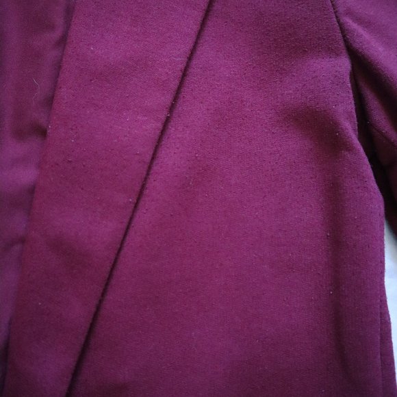 F21 Cuffed Knit Blazer 3/4 Sleeve Burgundy Small - Picture 9 of 10